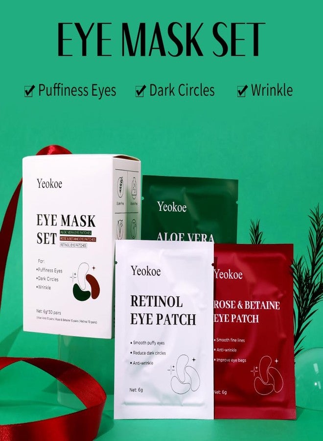 Yeokoe Under Eye Patches For Puffy Eyes and Dark Circles Wrinkle,30 Pairs Face Masks SkinCare With Retinol Serum,Aloe Vera,Rose Betaine - Image 2